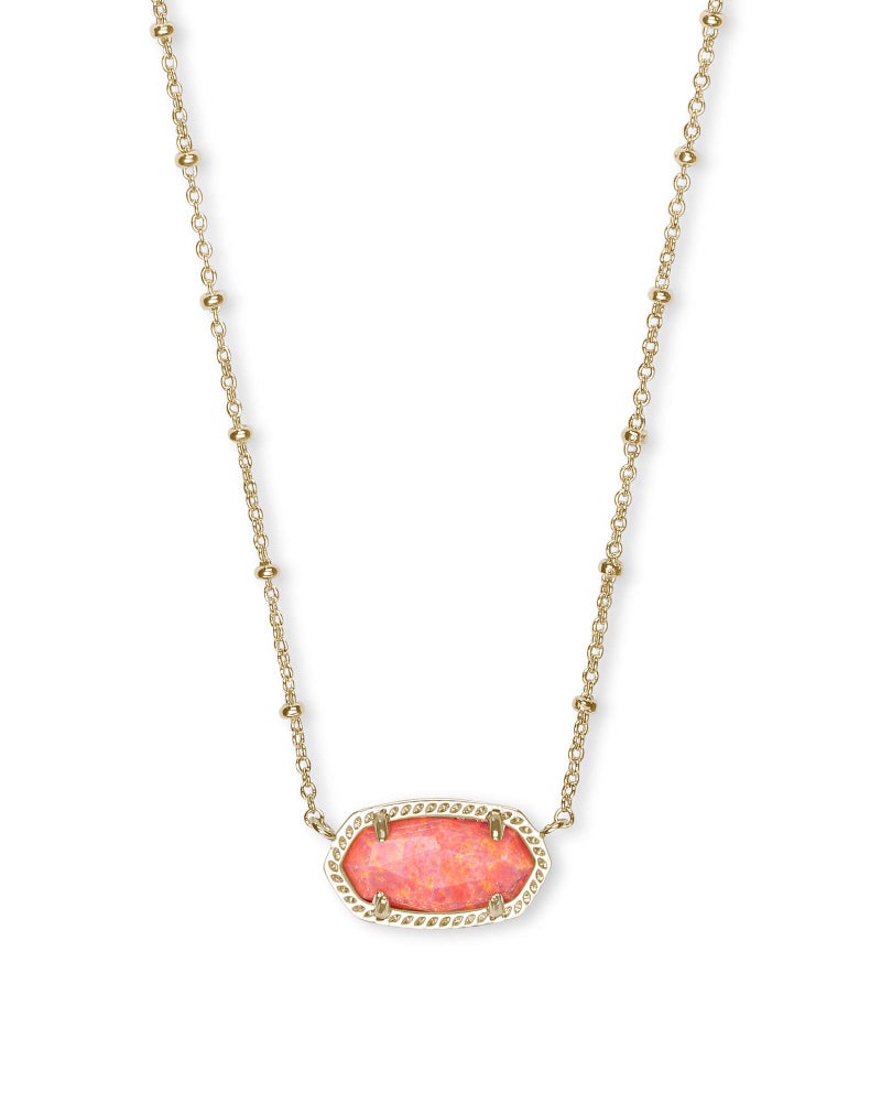 Kendra Scott Elisa Satellite Short Pendant Necklace for Women, Dainty Fashion Jewelry, 14k Gold-Plated, Coral Kyocera Opal - Image 1